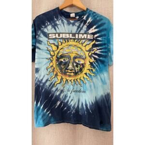 Sublime Shirt Adult 40 Oz To Freedom Graphic T-Shirt Medium/Large Blue Tie-Dye